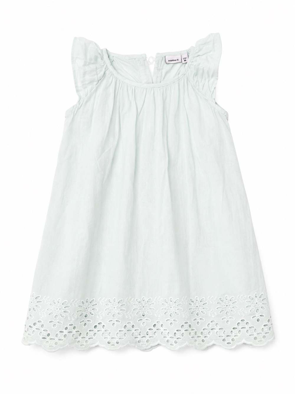 Girls Light Mint Eyelet Hem Sundress